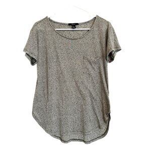2/$15 Forever 21 - Gray Cream Striped Short Sleeve Pocket Tee Size S